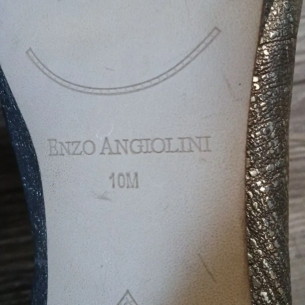 Enzo Angiolini Easamendra leather gold silver sparkle platforms Sz 10